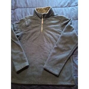 London Fog Men's Size Large Herringbone Sherpa-lined Fleece Quarter Zip Pullover